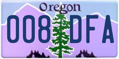 OR license plate 008DFA