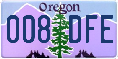 OR license plate 008DFE