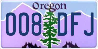OR license plate 008DFJ