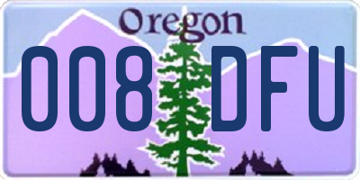 OR license plate 008DFU