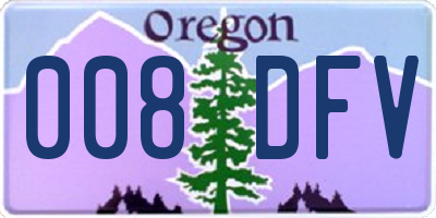OR license plate 008DFV
