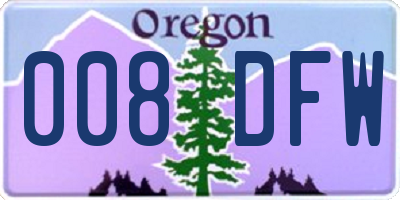 OR license plate 008DFW