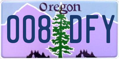 OR license plate 008DFY