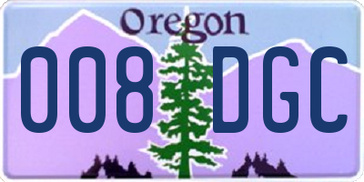 OR license plate 008DGC