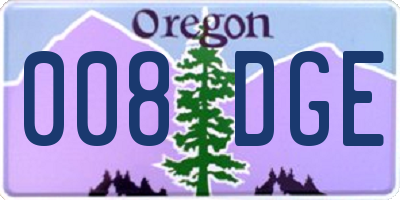 OR license plate 008DGE