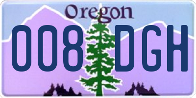 OR license plate 008DGH