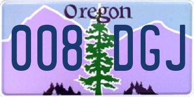 OR license plate 008DGJ