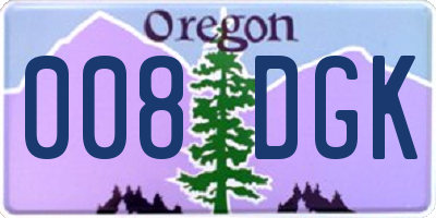 OR license plate 008DGK
