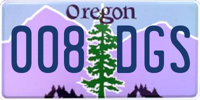 OR license plate 008DGS