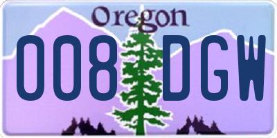 OR license plate 008DGW