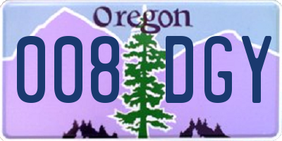 OR license plate 008DGY