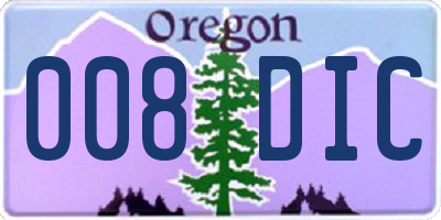 OR license plate 008DIC