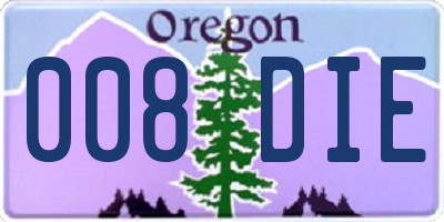 OR license plate 008DIE