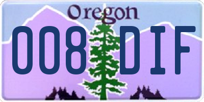 OR license plate 008DIF