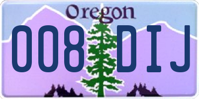OR license plate 008DIJ