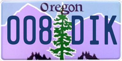 OR license plate 008DIK