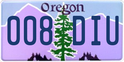 OR license plate 008DIU