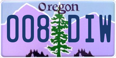 OR license plate 008DIW