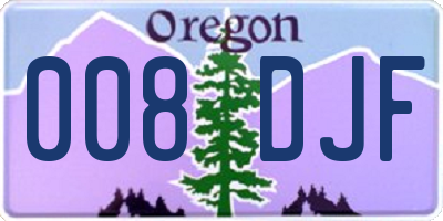 OR license plate 008DJF