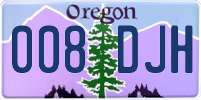 OR license plate 008DJH