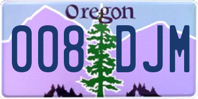 OR license plate 008DJM
