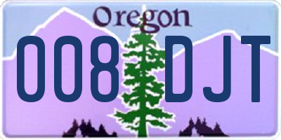 OR license plate 008DJT