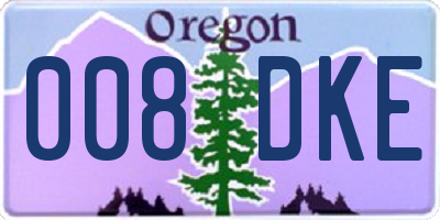 OR license plate 008DKE