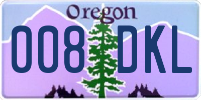 OR license plate 008DKL