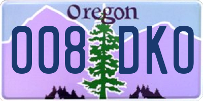 OR license plate 008DKO