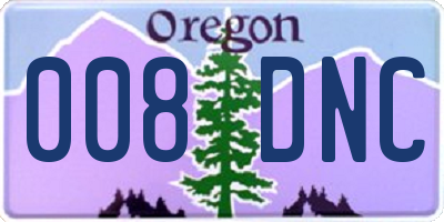 OR license plate 008DNC