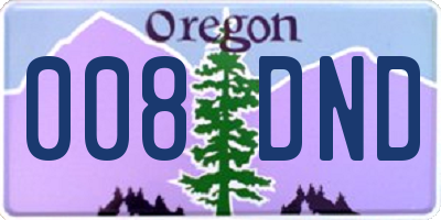 OR license plate 008DND