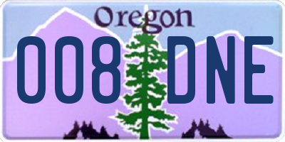 OR license plate 008DNE