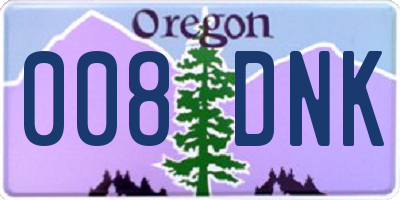 OR license plate 008DNK