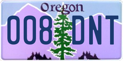 OR license plate 008DNT