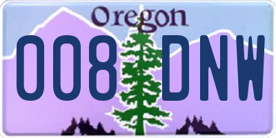 OR license plate 008DNW