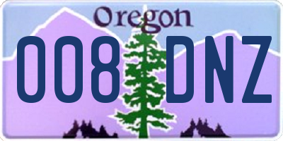 OR license plate 008DNZ