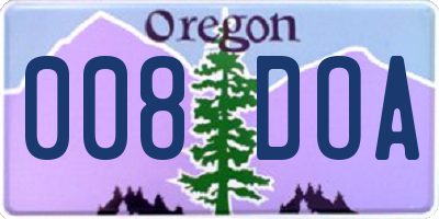 OR license plate 008DOA