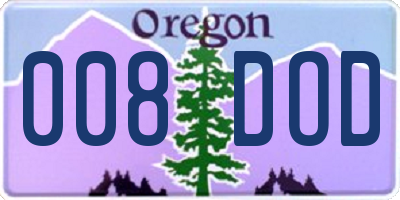 OR license plate 008DOD