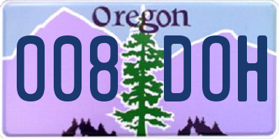 OR license plate 008DOH