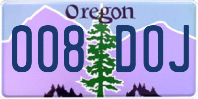 OR license plate 008DOJ