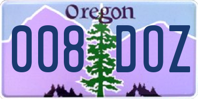 OR license plate 008DOZ