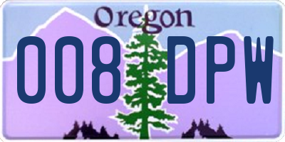 OR license plate 008DPW