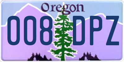 OR license plate 008DPZ