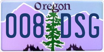 OR license plate 008DSG