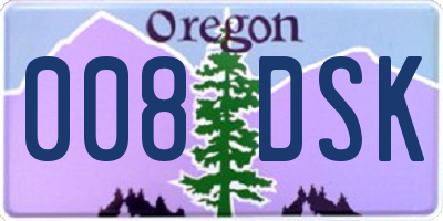 OR license plate 008DSK