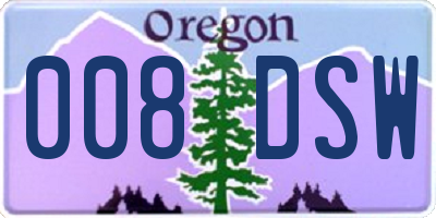 OR license plate 008DSW
