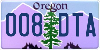 OR license plate 008DTA