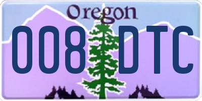 OR license plate 008DTC