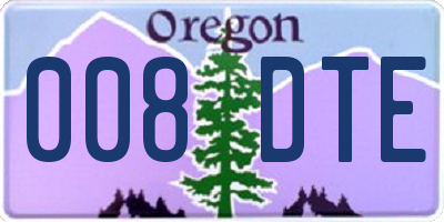 OR license plate 008DTE