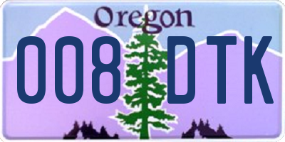 OR license plate 008DTK
